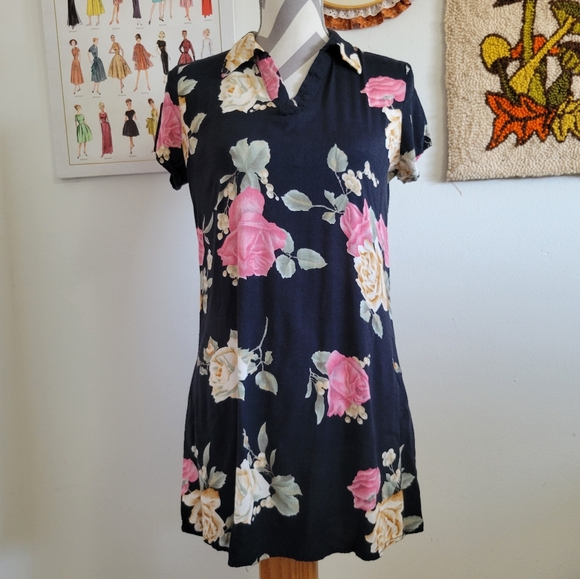 Paris Sport Club | 80s Vintage Floral Popover Mini Dress - Picture 1 of 5